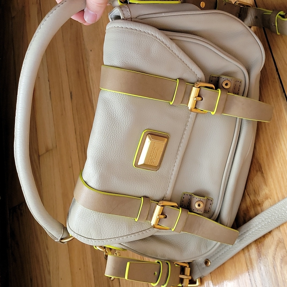 Marc by Marc Jacob's taupe lime Green crossbody convertible satchel bag